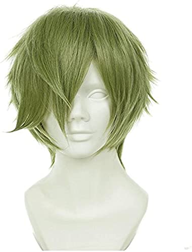 HBYLEE- Wig Anime Cosplay Spiel Touken Ranbu ONLINE Uguisumaru Herren Kurze grüne geschichtete Kunsthaar-Hitzebeständigkeitsfaser-Cosplay-Perücken[Farbe:-] von HBYLEE