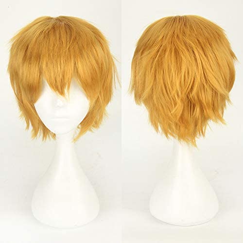 HBYLEE-Wig Anime Cosplay Wig for Anime Wigs Cosplay Christmas Cosplay Anime Wig Universal Color Harajuku Anti-Curl Men'S Short Hair Anti-Curl Style Color: K049-20 Brick Red [Farbe:K049-20 Ziegelrot] von HBYLEE