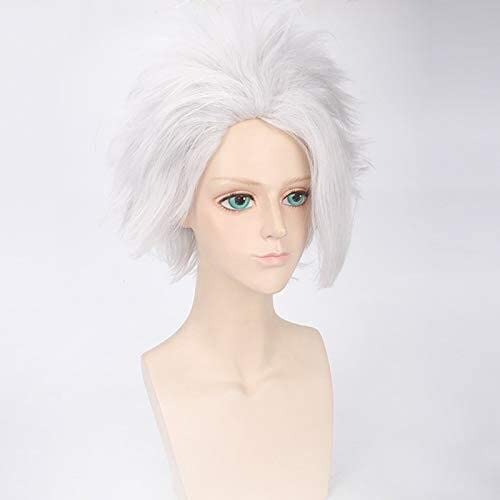 HBYLEE- Wig Anime Cosplay Wig for Halloween Fashion Christmas Party Dress Up Wig Bleach Hissugaya Toshiro Silver and White Style is High Temperature Silk Anime Wig 157[Farbe:Onecolor] von HBYLEE