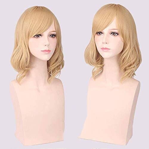 HBYLEE- Wig Anime Cosplay Wig for Halloween Fashion Christmas Party Dress Up Wig Cos Wig Short Pear Flower Blonde Short Hair Mixed Light Gold Cosplay Anime Wig High Temperature Wire 009[Farbe:Blond ] von HBYLEE