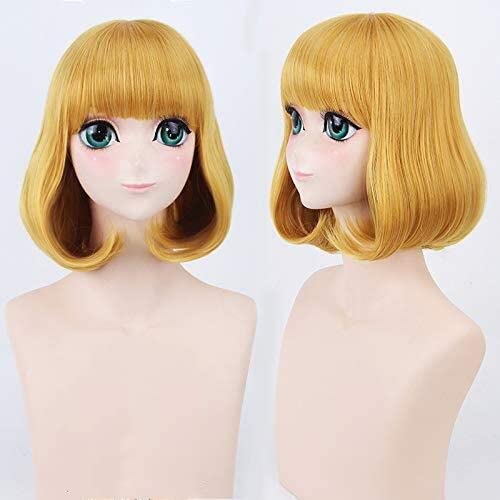 HBYLEE- Wig Anime Cosplay Wig for Halloween Fashion Christmas Party Dress Up Wig Prison School Green River Flower Cos Wig Anime Wig Cosplay Golden Yellow Qi Liuhai[Farbe:Yellow] von HBYLEE