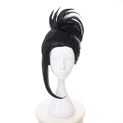 HBYLEE- Wig Anime Cosplay YAOYOROZU MOMO Frauen Schwarzes Haar Mit Chignon Cosplay Kostüm Boku no Hero Academia Hitzebeständige Haarperücken[Farbe:schwarze] von HBYLEE