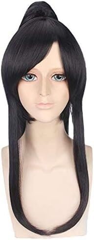 HBYLEE-Wig Anime Cosplay Yu Kanda Schwarz Lange Pferdeschwanz Perücke Cosplay Kostüm Hitzebeständige Synthetische Haar Männer Frauen Halloween Party Perücken + Kappe[Farbe:-] von HBYLEE
