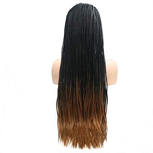 HBYLEE-Wig for cosplay Afro America Handmade Box Braided Wigs for Women Cosplay Festival Black Ombre Medium Brown Natural Colour Synthetic Lace Front Wigs for Drag Queen von HBYLEE