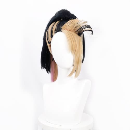 HBYLEE-Wig for cosplay Anime Coser Anime Game KDA Baddest Akali Cosplay Wigs KDA Blonde Mixed Blue Pink Wigs Ponytail Heat Resistant Synthetic Hair von HBYLEE
