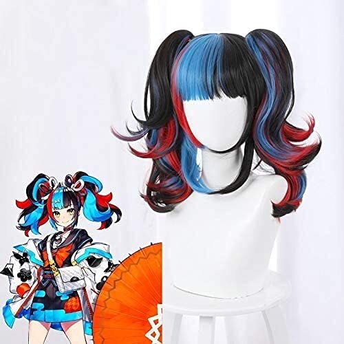 HBYLEE-Wig for cosplay Anime Coser Wig FTO FATE/Große Bestellung Sei Shonagon Cosplay Perücke Schwarz Blau Rot Mix Run Haar Perücken + hitzebeständige synthetische Perücke von HBYLEE