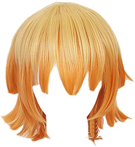 HBYLEE-Wig for cosplay Anime Coser Wig Kamado Nezuko Cosplay Perücke Cosplay 37 Zoll gelockt Haar Orange mit rosa Band von HBYLEE