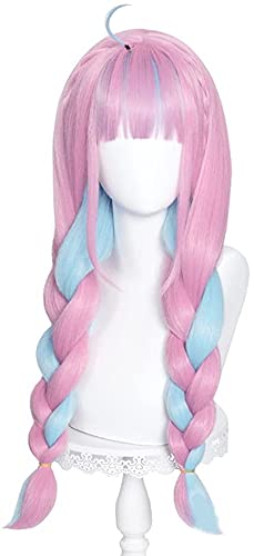 HBYLEE-Wig for cosplay Anime Coser Wig Minato Aqua Cosplay Wig Girls Long 2 Braids Pink Blue Synthetic Hair Halloween Party Play + Cap von HBYLEE