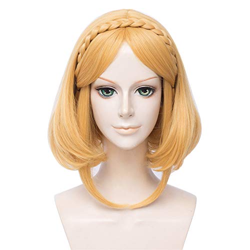 HBYLEE-Wig for cosplay Anime Coser Wig The Legend of Zelda Princess Gold Long Styled Woman Cosplay Party Fashion Anime Human Hair Full Wigs Synthetic Hair Heat Resistant Fibre 35 cm von HBYLEE