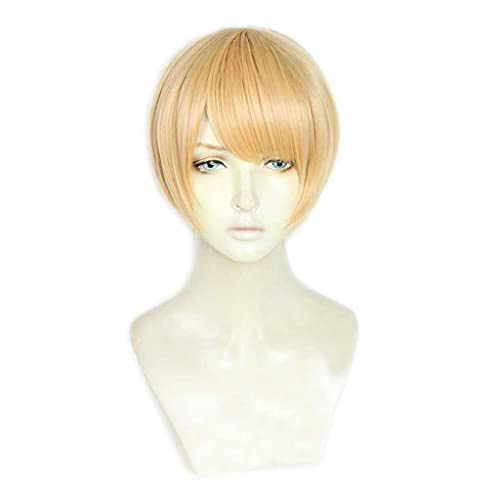 HBYLEE-Wig for cosplay Anime Cosplay Wig, Paradox Live Yeon Hajun Wig, Golden Orange Short Wig, with Free Wig Cap, for Party, Daily Life, Halloween Wig Cosplay von HBYLEE