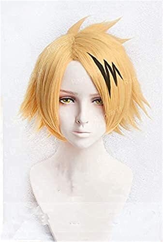 HBYLEE-Wig for cosplay Anime My Hero Hero Academia Denki Kaminari Perücke, kurz, goldfarben, hitzebeständig, synthetische Cosplay-Perücken + Perückenkappe + schwarze Aufhellung LCNING von HBYLEE