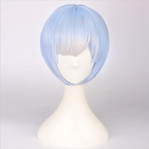 HBYLEE-Wig for cosplay Anime Re Zero Kara Hajimeru Isekai Seikatsu REM RAM Swimsuit Swimwear Bikini Lolita Cosplay Costume/Pink Blue Short Fashion Wig L Only Fashion Wig von HBYLEE