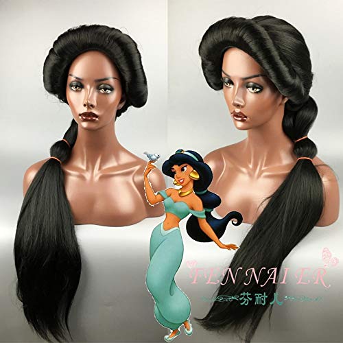 HBYLEE-Wig for cosplay Biamoxer Jasmin Cosplay Perücke Schwarz Langes Haar Aladdin Und Die Wunderlampe Rollenspiel Halloween Geflochtenes Haar von HBYLEE