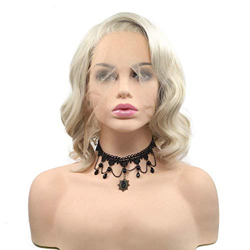 HBYLEE-Wig for cosplay Blonde Wig Natural Wave Heat Resistant Synthetic Lace Front Wigs for Women Summer Holidays Cosplay Women's Wig Shoulder Length Haircut 14 Inches von HBYLEE
