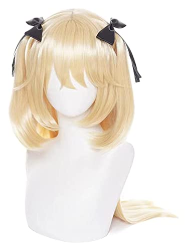 HBYLEE-Wig for cosplay Cosplay Perücke Genshin Impact Fischl Perücke Cosplay Blonde Twin Curly Pferdeschwänze Golden Glatt Hitzebeständiges Haar Halloween Anime Perücke Rollenspiel for Coser von HBYLEE
