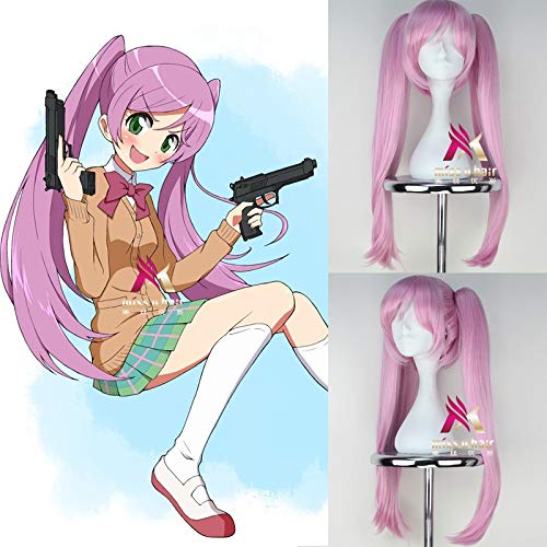 HBYLEE-Wig for cosplay Cosplay Perücke Sabage-Bu! Urara Kasugano Sabagebu Survival Game Club! Rosa lange glatte Zöpfe Kunsthaar für Erwachsene von HBYLEE