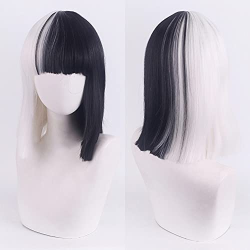 HBYLEE-Wig for cosplay Cruella de Vil Kuila Black and White Witch Color Matching Short Curly Hair Color:PL-805 (40cm) von HBYLEE