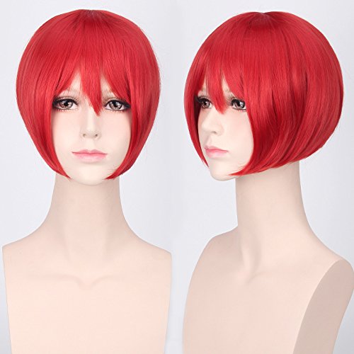 HBYLEE-Wig for cosplay Daily Wig Cosplay Wig Multicolor Universal Face Short Hair Msn Black and White Short Hair Bobo Headwear Wig Color K047-7 Big Red von HBYLEE