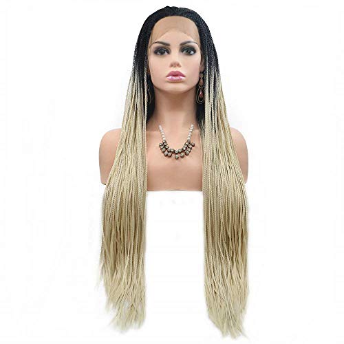 HBYLEE-Wig for cosplay Drag Queen Afro America Blonde Box Braided Wigs Safety Synthetic Lace Front Wigs for Women Festival Cosplay Holidays Long Braids Hair von HBYLEE