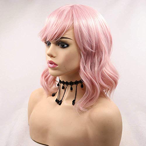 HBYLEE-Wig for cosplay Drag Queen No Lace Baby Pink Wig with Fringe Pastel Pink Women's Cosplay Festival Daily Wear Replacement Short Summer Wigs for Women von HBYLEE
