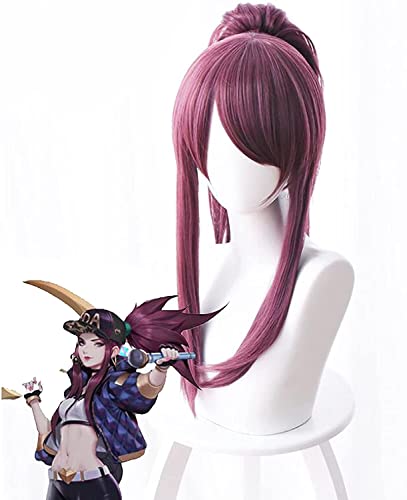 HBYLEE-Wig for cosplay Game Cosplay Wigs, Kda. Akali Cosplay Wig for Halloween Party Props Accessories with Free Wig Cap von HBYLEE