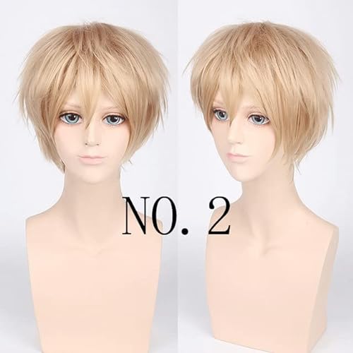 HBYLEE-Wig for cosplay Herren Synthetik Kurz Flauschig Rot Silber Grau Hell Golden Gelb Grün Rosa Lila Orange Weiß Universal Cosplay Perücke Pony wie das Bild von HBYLEE