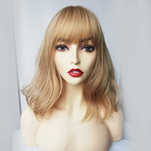 HBYLEE-Wig for cosplay Kurze Wellenförmige Perücken Mit Pony Natürliche Synthetische Perücken Omber Blonde Cosplay Perücken Für Mit Frauen Welle Hitzebeständige Faserperücken von HBYLEE