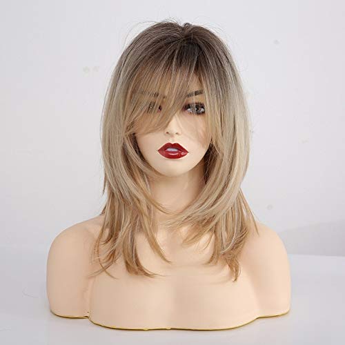 HBYLEE-Wig for cosplay Lange Synthetische Perücken Mit Pony Mixed Blonde Brown Natürliche Welle Perücken Für Weiße Frauen Cosplay Perücken Hitzebeständige Faser Perücken Lc242-1 von HBYLEE