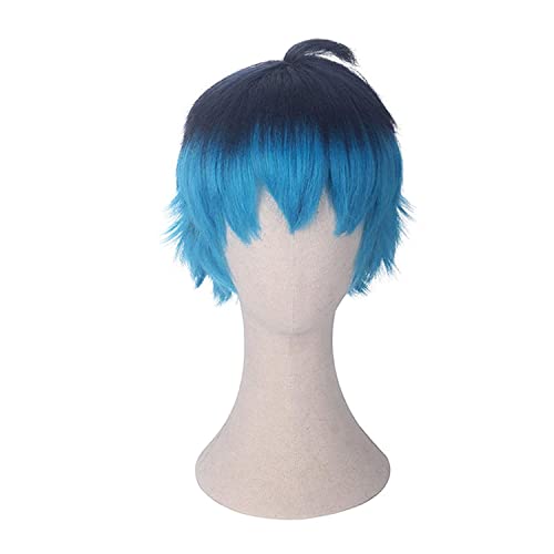 HBYLEE-Wig for cosplay Luka Couffaine Cosplay Wig Short Black Blue Hair Cosplay Anime Cosplay Heat Resistant Synthetic Wigs Halloween Cosplay for Men von HBYLEE