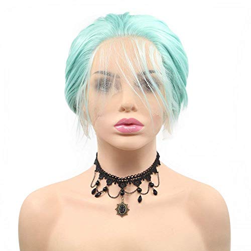 HBYLEE-Wig for cosplay Pastel Blue Green Wig with Baby Hair Flawless Summer Bob Style Drag Queen Synthetic Lace Front Wigs for Women Cosplay Party Makeup Shoulder Length HBYLEE-Wig for cosplay Pastel Blue Green Wig with Baby Hair Flawless Summer Bob Style Drag Queen Synthetic Lace Front Wigs for Women Cosplay Party Makeup Shoulder Length von HBYLEE