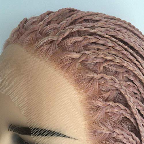 HBYLEE-Wig for cosplay Pastel Pink Colour Handmade Box Braided Wigs for Afro America Women 28 Inch Mixed Pink Heat Safe Synthetic Lace Front Drag Queen Braids Wigs von HBYLEE