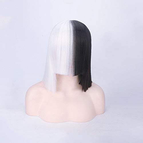 HBYLEE-Wig for cosplay Short Ombre Hair Wigs For Women Straight SIA Wig Cosplay Black Blonde Bob Wigs With Bangs Synthetic False Hair B von HBYLEE