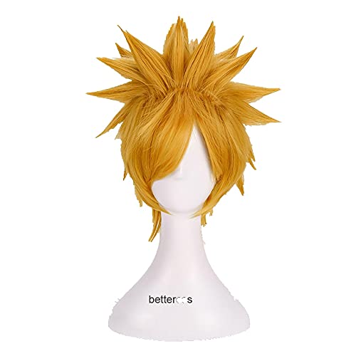 HBYLEE-Wig for cosplay Uzumaki Cosplay Perücken 30cm Kurze goldene gelbe hitzebeständige synthetische Haarperücke + Perücke-Kappe von HBYLEE