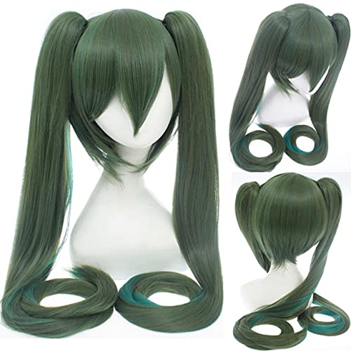 HBYLEE-Wig for cosplay Vocaloid Hatsune Miku Perücke Pferdeschwänze Black Rock Shooter Senbon Zakura Cosplay Perücke Langes Haar Blau Grün Schwarz Rosa Silve + Perückenkappe Cy120-22 von HBYLEE