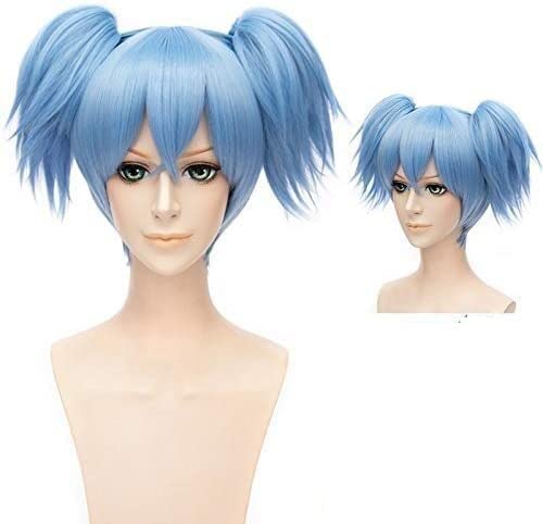 HBYLEE-Wig for cosplay Wig Anime Cosplay Anime Attentat Klassenzimmer Cosplay Perücke Shiota Nagisa Blau Synthetische Haare Kurze Basisperücke Pferdeschwänze von HBYLEE