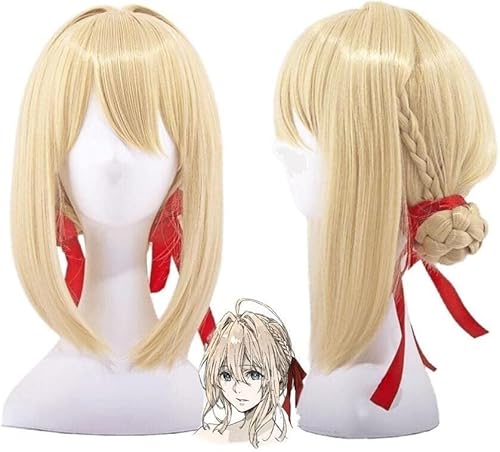 HBYLEE-Wig for cosplay Wig Anime Cosplay Anime Cosplay Evergarden Perücke Frauen Cremige Goldene Zopf Perücken Rollenspiel Perücken + Kappe von HBYLEE