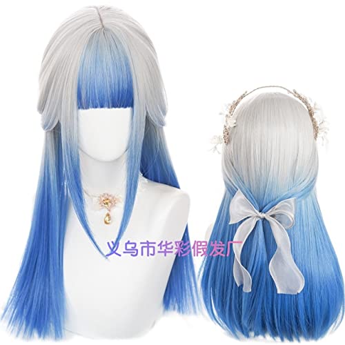 HBYLEE-Wig for cosplay Wig Anime Cosplay Anime Cosplay Perücke Anime Cosplay Perücke Lolita Lang Gerade Blau Ombre Harajuku Perücke mit Pony Amine Cosplay Perücke for Halloween Party von HBYLEE