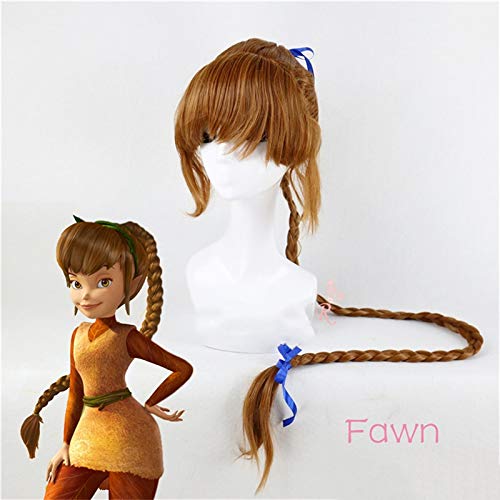 HBYLEE-Wig for cosplay anime cosplay perückePeter Pan Fawn Cosplay Perücke Film Bastelglocke und die Piratenfee 120 cm lange e Zöpfe synthetische Haarperücke für Erwachsene + Perückenmütze von HBYLEE