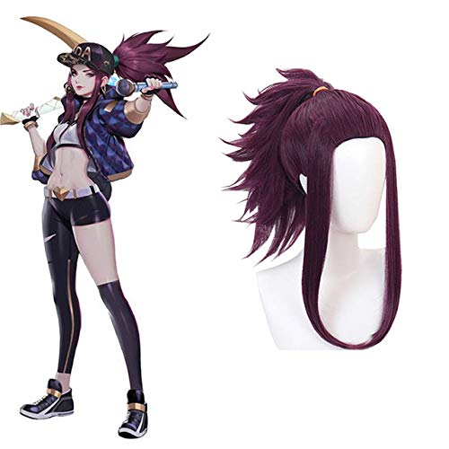 HBYLEE-Wig for cosplay biamoxer lol kda ahri akali kaisa evelynn cosplay perücken frauen lila braun perücke hitzebeständige akali von HBYLEE