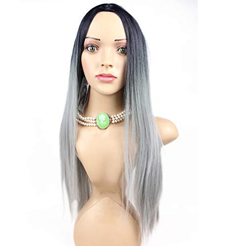 HBYLEE- europäischen und amerikanischen Außenhandel Perücke weibliche Cosplay Lolita schwarz grau Farbverlauf lange glatte Haare 25 Zoll[Farbe:Grau] von HBYLEE