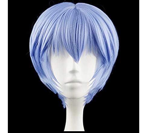HBYLEEAnime EVA Ayanami Rei Cosplay Wig Short Light Blue Heat Resistant Synthetic Hair Wig + Wig Cap[Farbe:nach Plan] von HBYLEE