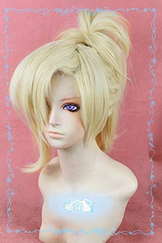 HBYLEEOW Mercy Angela Ziegler Hellblond Cosplay Pferdeschwanz Haar Hitzebeständige Cosplay Kostüm Perücke + Free Perücke Cap[Farbe:nach Plan] von HBYLEE