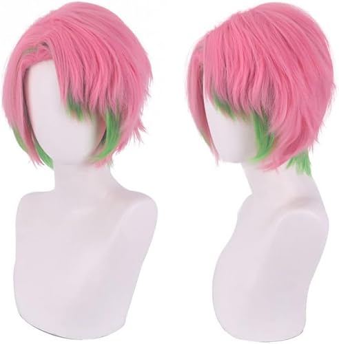 HBYLEEWig Anime Cosplay Anime Kanroji Mitsuri Kimetsu No Yaiba Herren Cosplay Perücke, grün rosa kurzes Haar for Halloween Kostüm Party Perücke + Mütze[Farbe:nach Plan] von HBYLEE