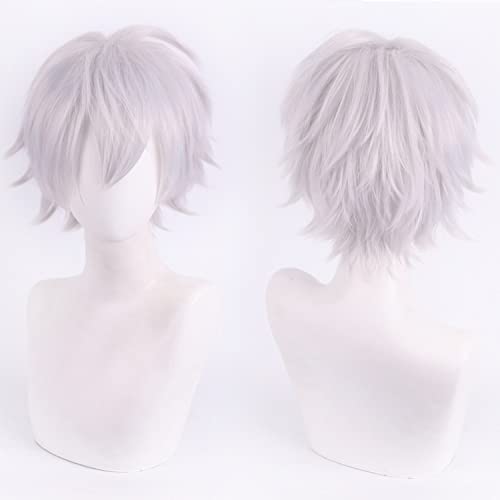 HBYLEEWig Anime Cosplay Perücke for Fasching Nachtleben CluI Party Dress Up Perücke Cos Perücke Time Man Qiao Lingcheng Hour Black Tie Hair 37 Points Lu Guang Silber Weiß Anti-Warping Farbe: Lu Guang von HBYLEE
