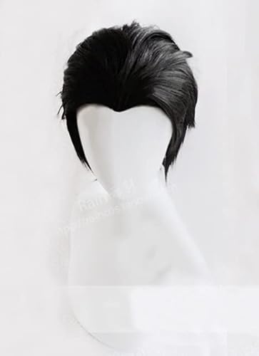 HBYLEEWig for Anime YURI!!! on ICE Katsuki Yuuri Short Black Slicked Back Heat Resistant Cosplay Costume Wig + Wig Cap YURI on ICE black[Farbe:schwarz] von HBYLEE