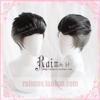 HBYLEEWig for Men Short Black Grey Mix Synthetic Wig YURI!!! on ICE Otabek ALTIN Slicked-back Cosplay Wig + Wig Cap YURI on ICE as the picture[Farbe:nach Plan] von HBYLEE