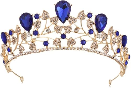 Kristall-Tiara, Hochzeit, Braut-Tiaras, Krone, Diadem, Abschlussball, Königin, Festzug, Krone, Prinzessinnenkrone, Strass, Kristall, Brautkrone, Tiaras, Königin (Blau, Einheitsgröße), Einheitsgröße, von HBYLEE