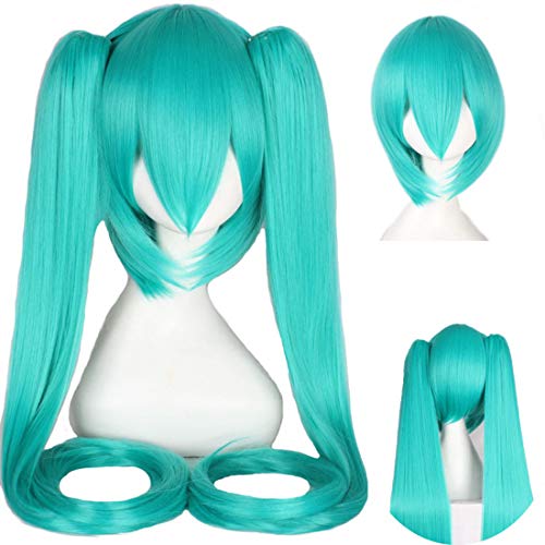 Lange Gerade mit 2 Pferdeschwanz Perücke Vocaloid Hatsune Miku Cosplay Perücken(EINWEG) von HBYLEE