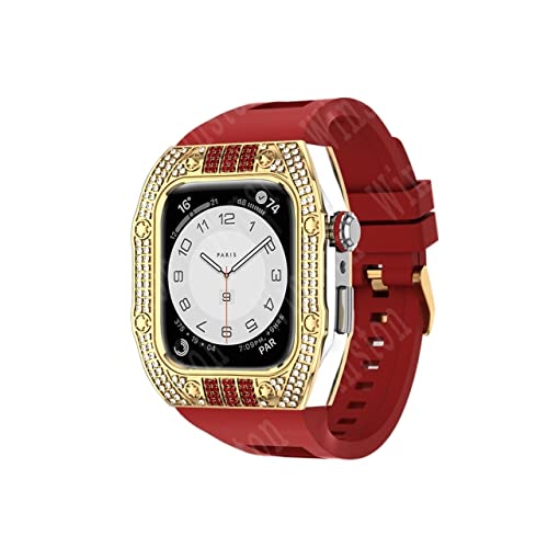 Luxuriöses Diamonds Gehäuse-Modifikationsset, Metallrahmenblende für Apple Watch Band 7 Gehäuse, 44 mm 45 mm Armband für iWatch 7 6 5 4 Set（GR-Diamonds，45mm For 8/7 von HBYLEE