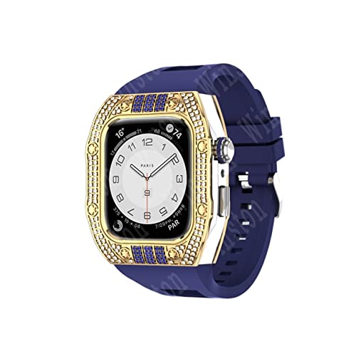 Luxuriöses Diamonds Gehäuse-Modifikationsset, Metallrahmenblende für Apple Watch Band 7 Gehäuse, 44 mm 45 mm Armband für iWatch 7 6 5 4 Set（GU-Diamonds，44mm For 6/5/4/SE von HBYLEE